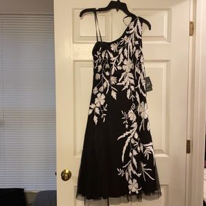 Adrianna Papell black and white beaded dress